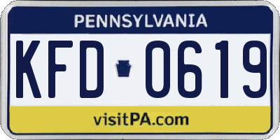 PA license plate KFD0619
