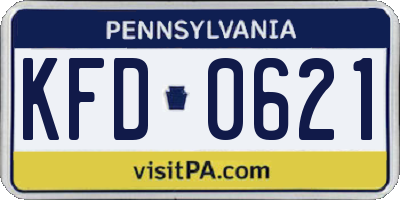 PA license plate KFD0621