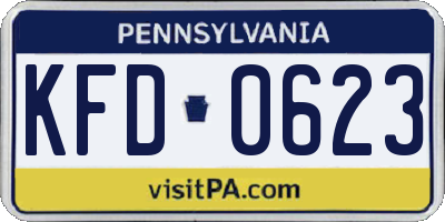 PA license plate KFD0623
