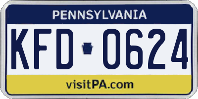 PA license plate KFD0624