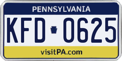 PA license plate KFD0625