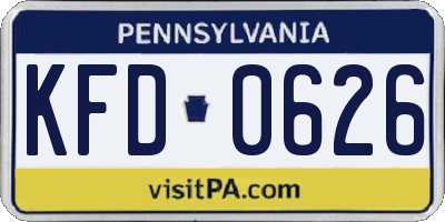 PA license plate KFD0626