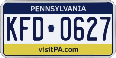 PA license plate KFD0627