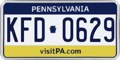 PA license plate KFD0629