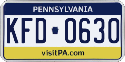 PA license plate KFD0630