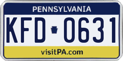 PA license plate KFD0631