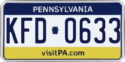 PA license plate KFD0633