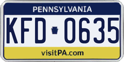 PA license plate KFD0635