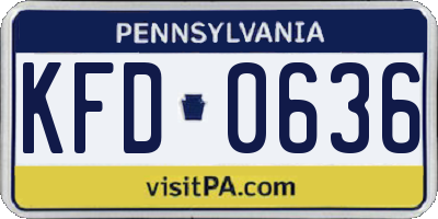 PA license plate KFD0636