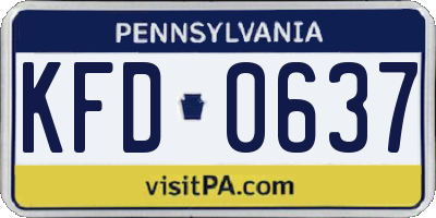 PA license plate KFD0637