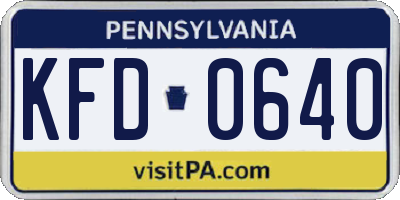 PA license plate KFD0640