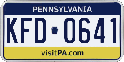 PA license plate KFD0641