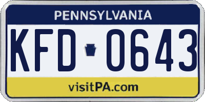PA license plate KFD0643