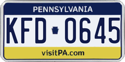 PA license plate KFD0645