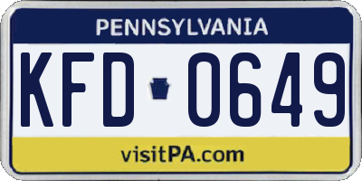 PA license plate KFD0649
