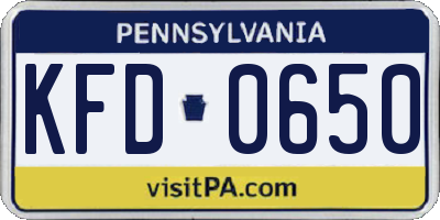 PA license plate KFD0650