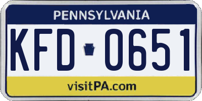 PA license plate KFD0651