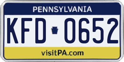 PA license plate KFD0652