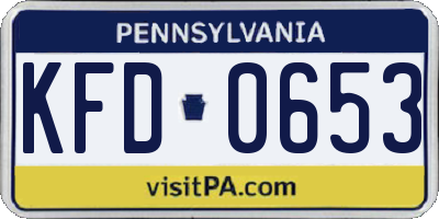PA license plate KFD0653