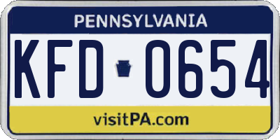 PA license plate KFD0654