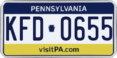 PA license plate KFD0655