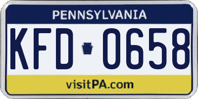 PA license plate KFD0658