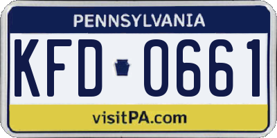 PA license plate KFD0661