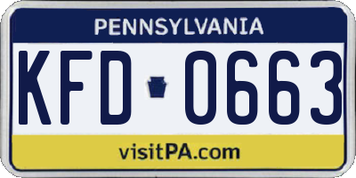 PA license plate KFD0663