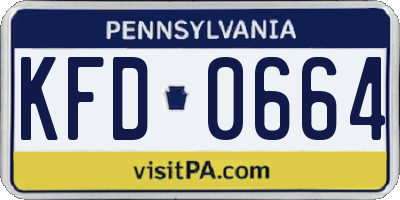 PA license plate KFD0664