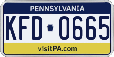 PA license plate KFD0665