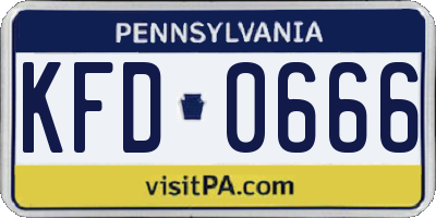PA license plate KFD0666
