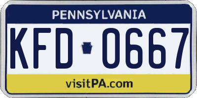 PA license plate KFD0667