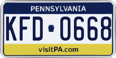 PA license plate KFD0668
