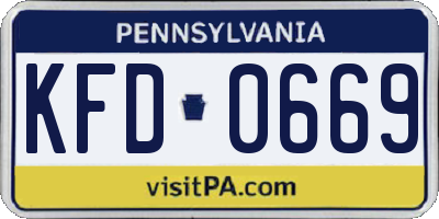 PA license plate KFD0669