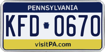 PA license plate KFD0670