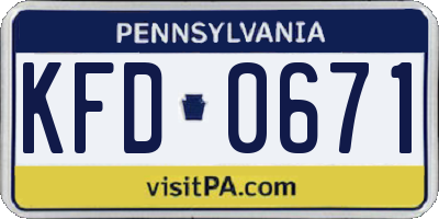 PA license plate KFD0671