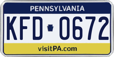 PA license plate KFD0672