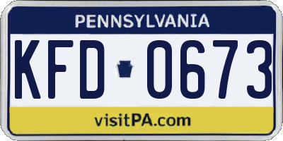 PA license plate KFD0673