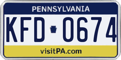 PA license plate KFD0674