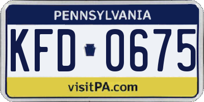 PA license plate KFD0675