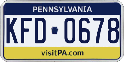 PA license plate KFD0678