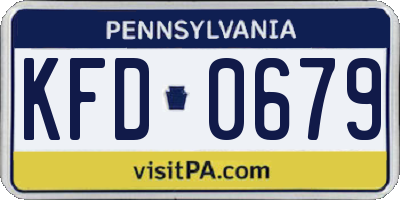 PA license plate KFD0679