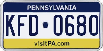 PA license plate KFD0680