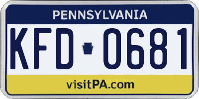 PA license plate KFD0681