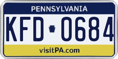 PA license plate KFD0684