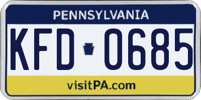 PA license plate KFD0685
