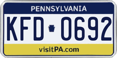 PA license plate KFD0692