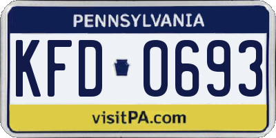 PA license plate KFD0693
