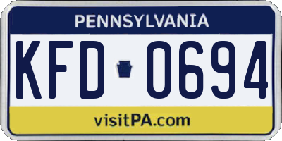PA license plate KFD0694
