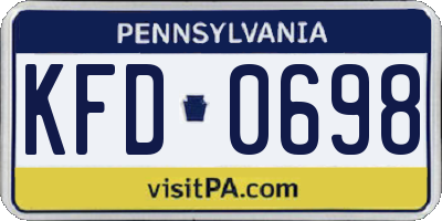 PA license plate KFD0698